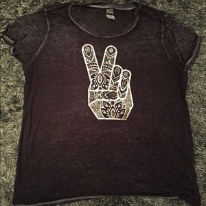 Hamsa peace sign plus size sheer tshirt